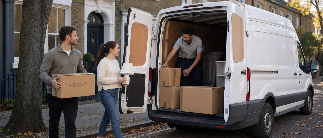 Home removals service in Coventry – Marvel Man & Van loading a Ford Transit
